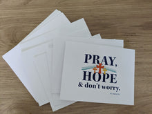 Load image into Gallery viewer, Pray, Hope and Don&#39;t Worry,  St. Padre Pio Notecards
