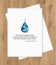 Load image into Gallery viewer, Baptism – The Soul is Regenerated in the Sacred Waters of Baptism, Water Droplet. St. Maximillian Kolbe Card
