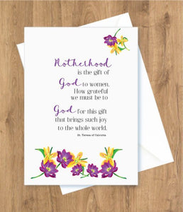 Baby Shower – Motherhood is the gift of God to women. St. Teresa of Calcutta Card