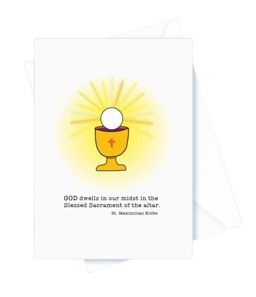 First Communion – God Dwells in Our Midst. St. Maximilian Kolbe Card
