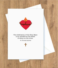 Load image into Gallery viewer, Holy Mass – Celebration of the Holy Mass, Heart. St. Thomas Aquinas Card
