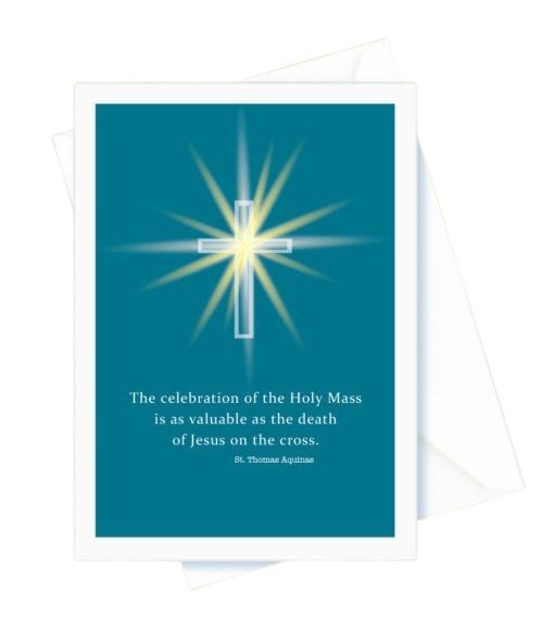 Holy Mass – Celebration of the Holy Mass, Cross. St. Thomas Aquinas Card